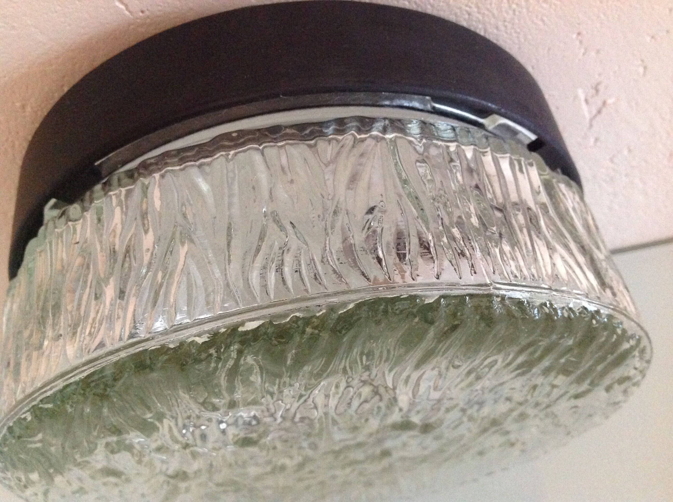Vintage 60s-70s round ice glass ceiling light