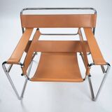Wassily chair by Marcel Breuer, in brown leather, Italy, 1980s