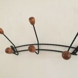 Porte manteaux métal et bois années 50