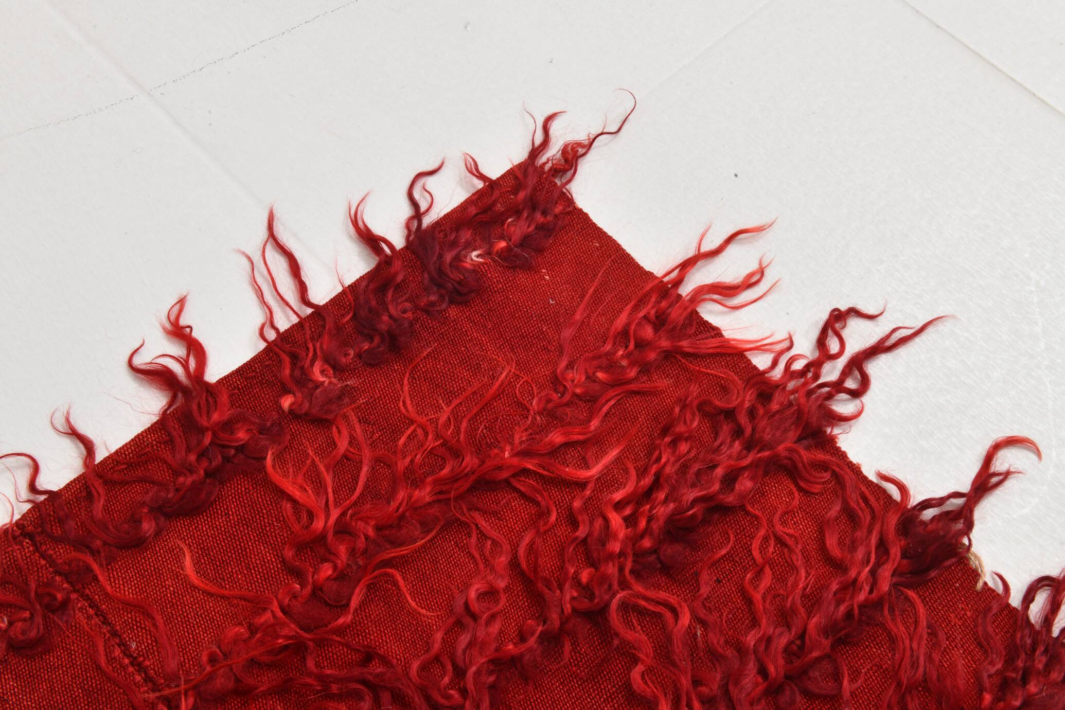 3x5 Wine Red Long Hairy Vintage Kilim Rug, 108x162Cm