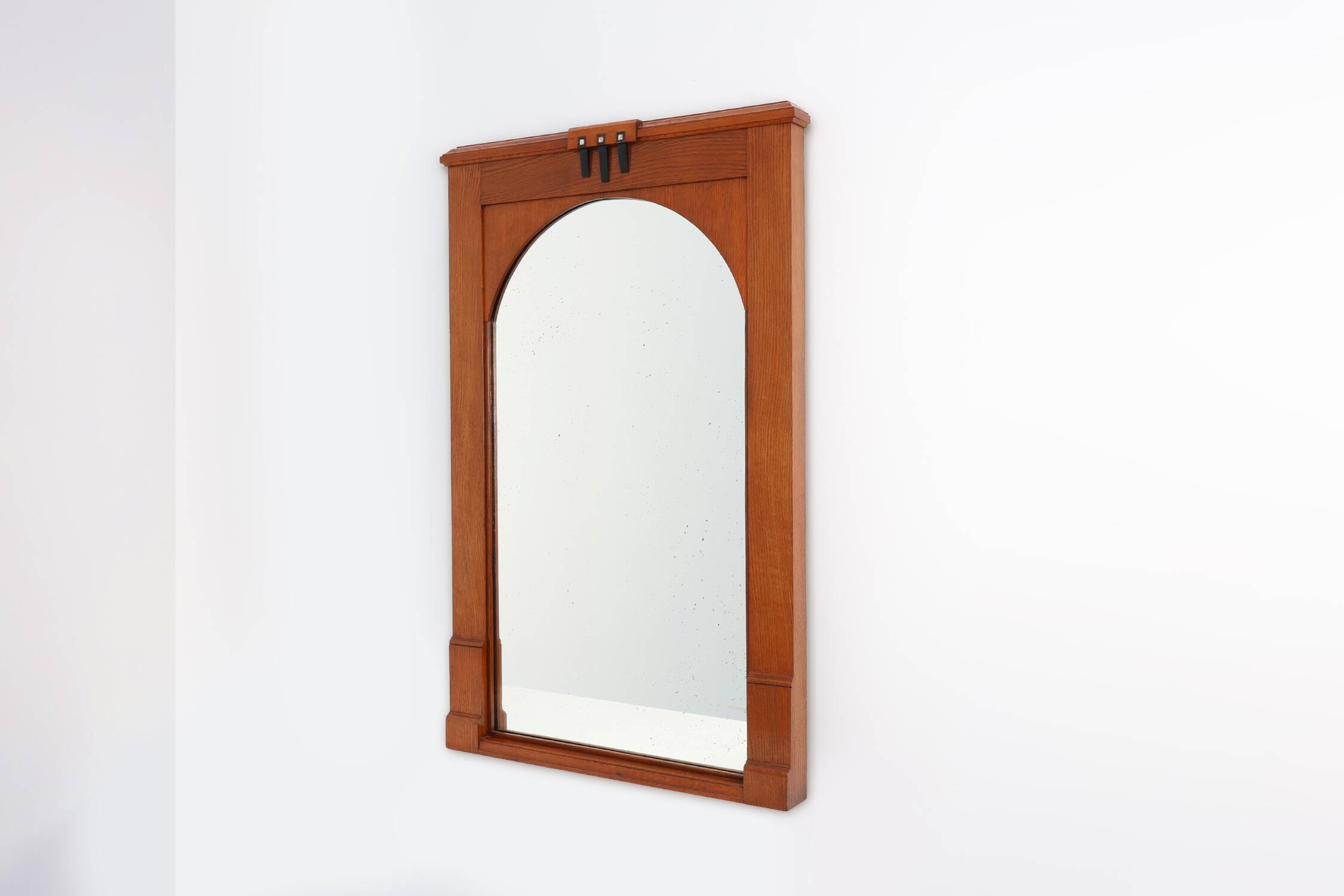 Art Deco Oak Wall Mirror, Belgium, circa 1915