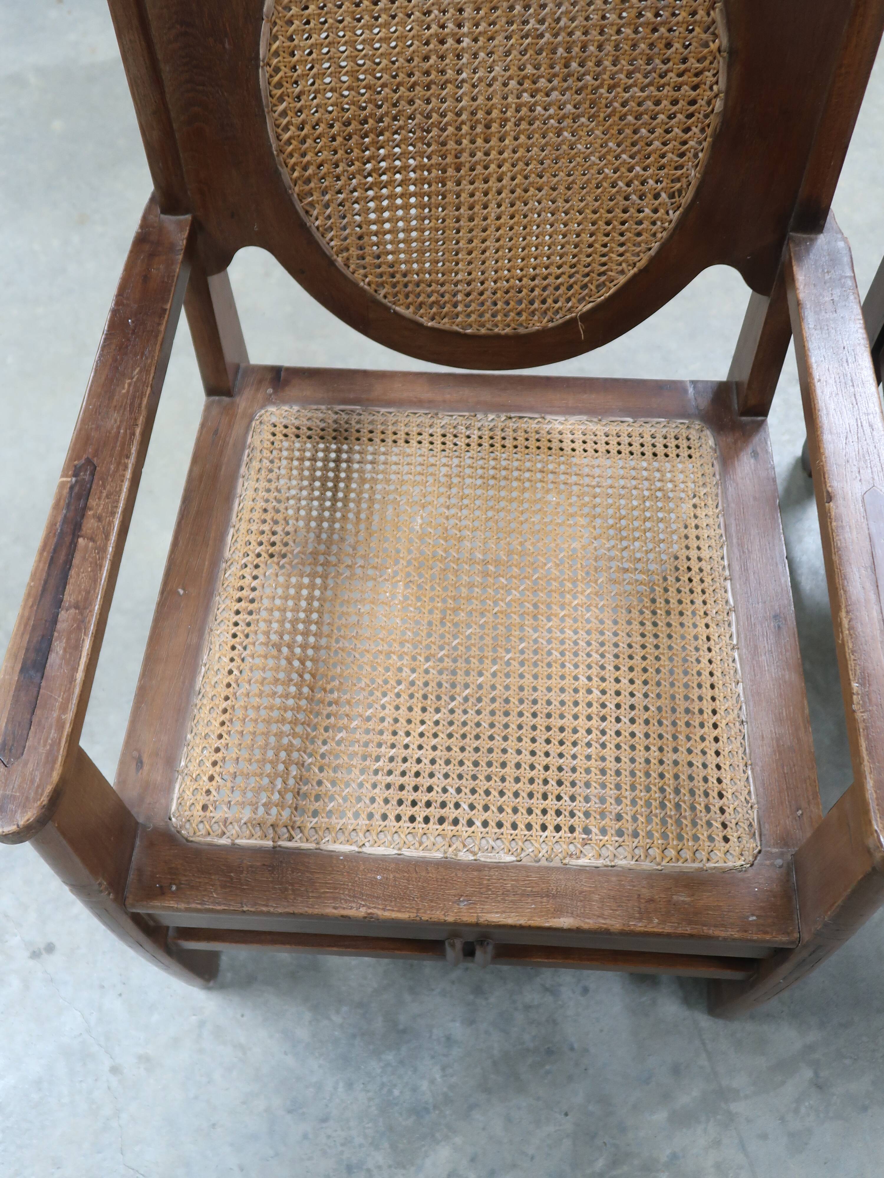 Pair of cane wood armchairs from the early 20th century.