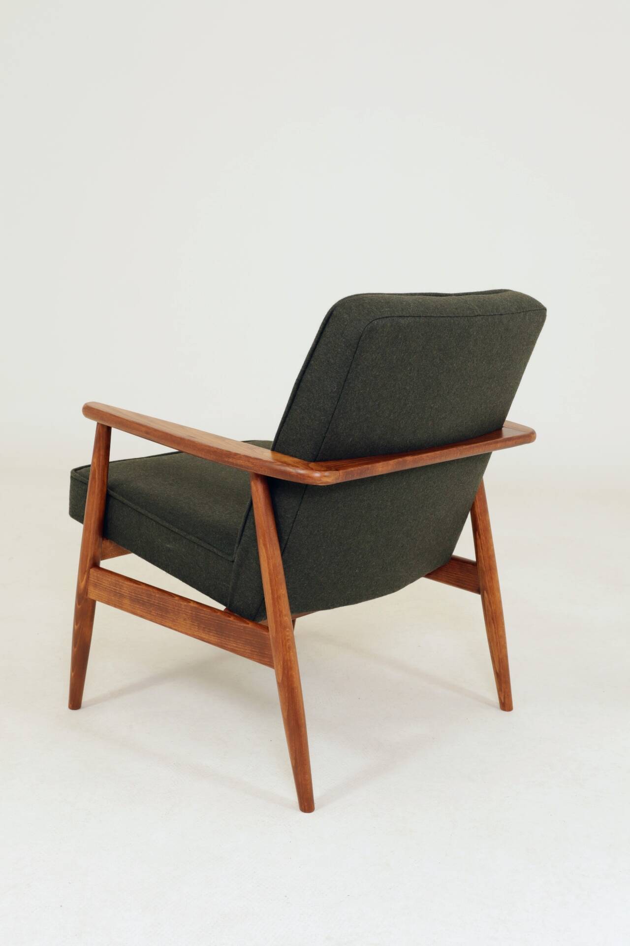 Mid Century Lounge Chair by M. Zieliński, Poland 1960, Olive Wool