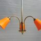 Brass chandelier 3 tulips orange Casimir 1970