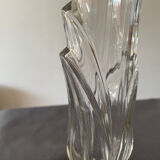glass vase with carved leaf decoration