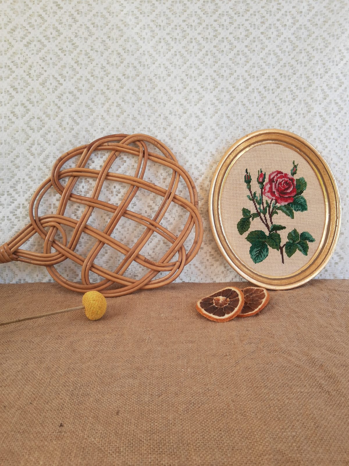 Vintage rattan battoir mat tape