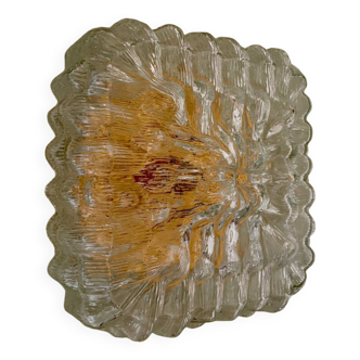 Vintage globe wall or ceiling light in transparent molded glass