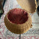 Wicker basket on foot fabric inner covering