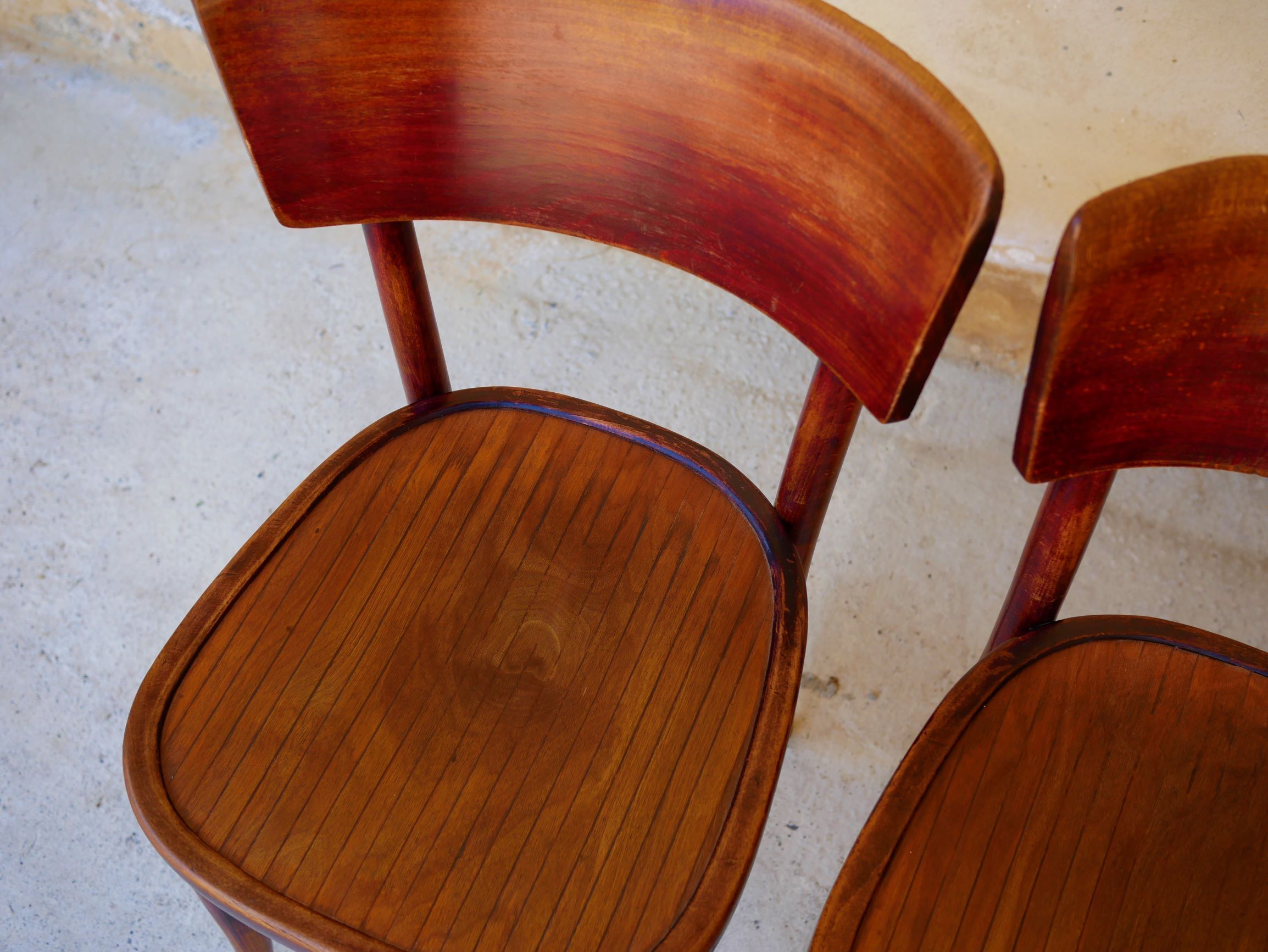 Série de 4 chaises bistrot vintage par Mahieu