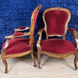 Pair of Louis Philippe period armchairs in walnut