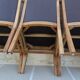 6 High-back chairs in high-quality, plush solid wood with brown faux leather