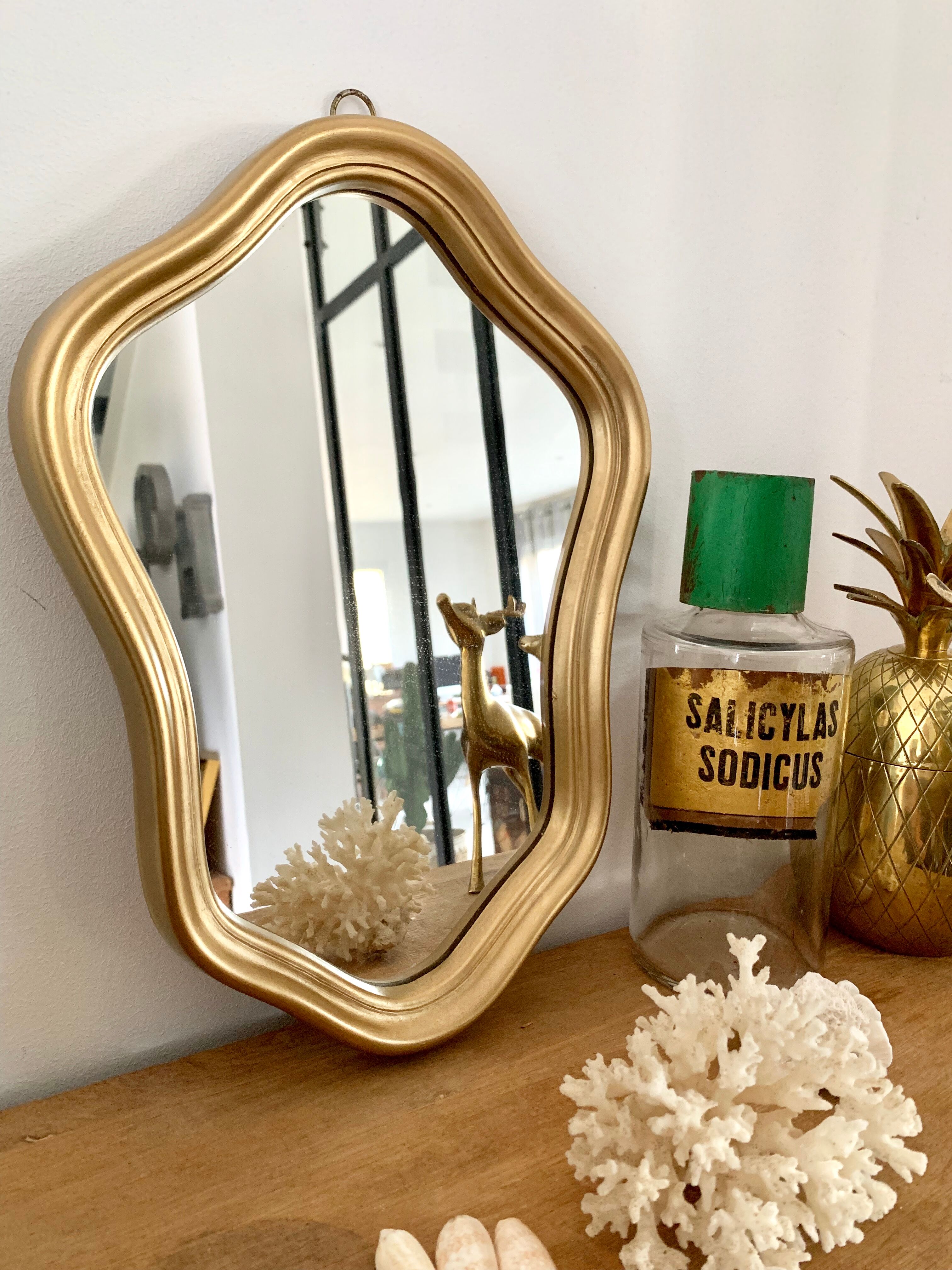 Old vintage gilded mirror