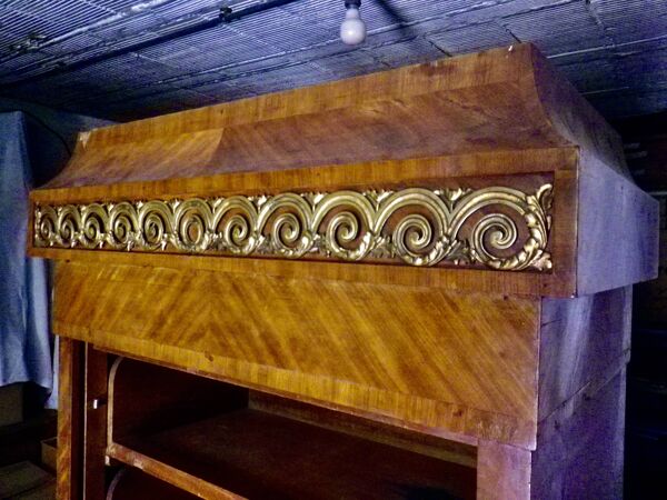 Meuble à rideau classeur meuble bureau ancien acajou et bronze doré