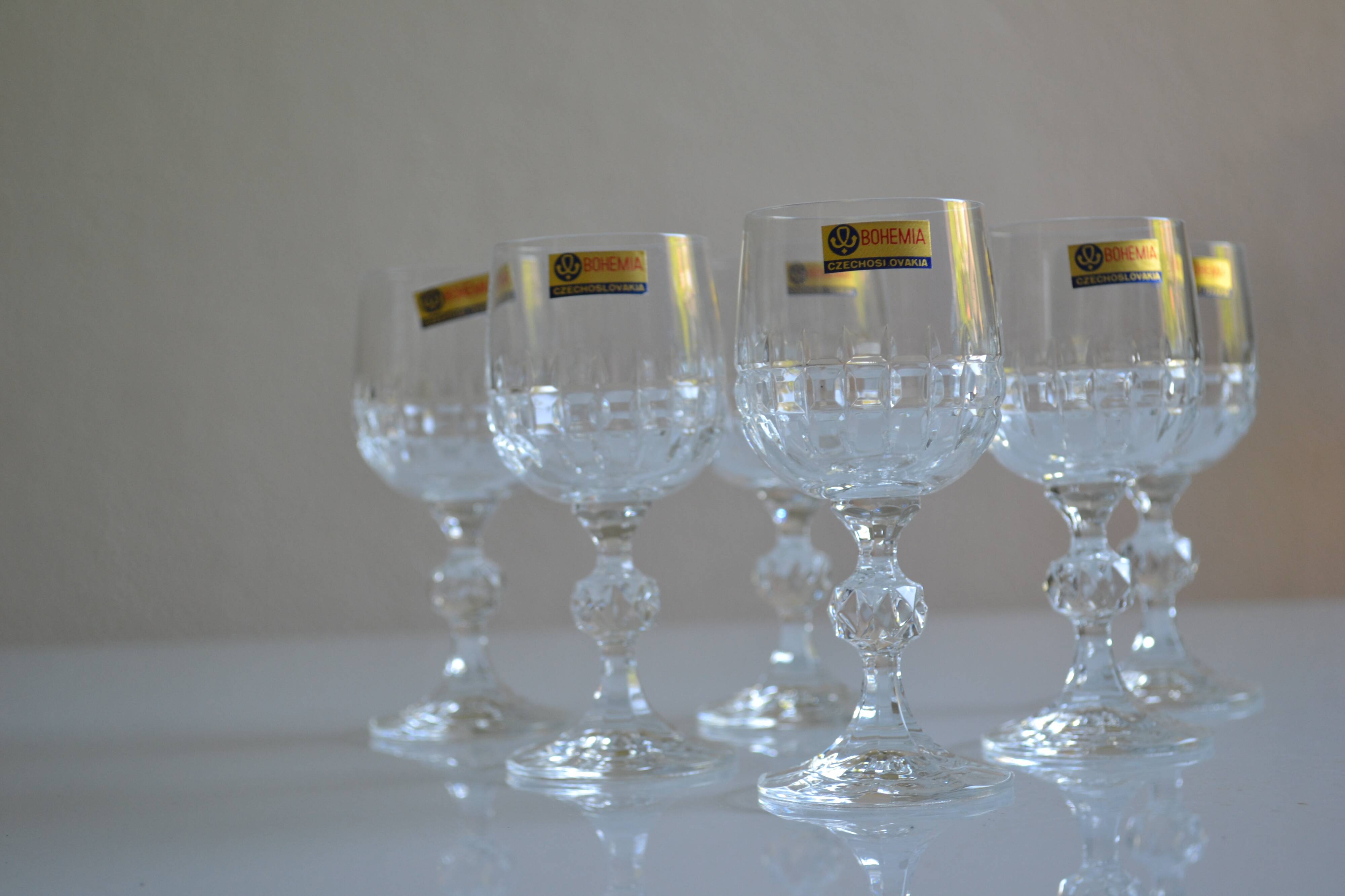 6 port glasses in Bohemian crystal Czechoslovakia