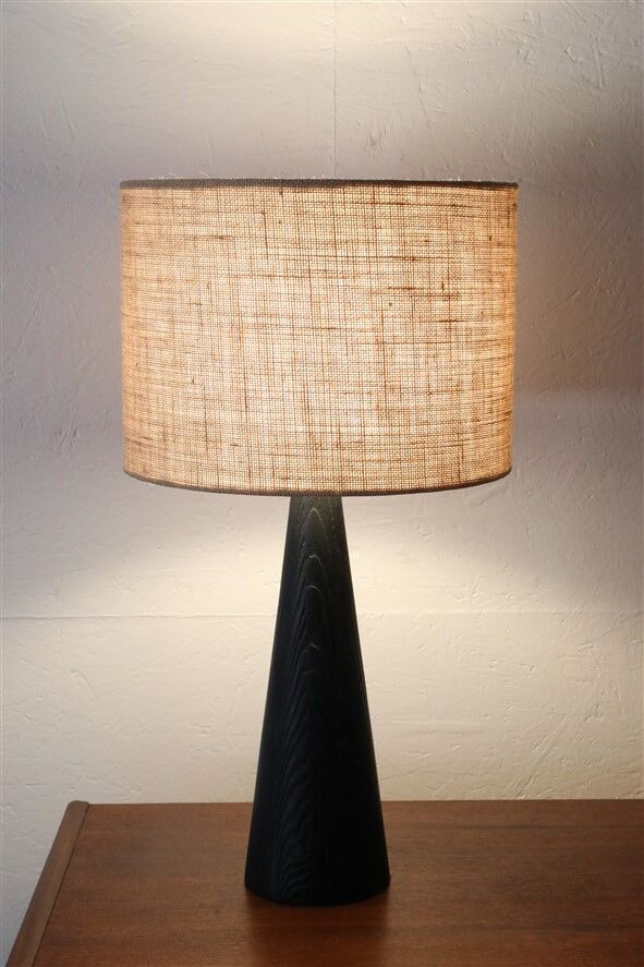 Rare black Theodor Skjøde Knudsen table lamp / Skjern / Mid-century Danish modern design / 1960s / 1970s