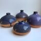 Lot de 4 petits vases en grès vernissés violets années 70