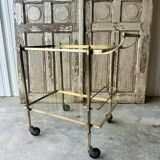 Vintage brass rolling bar cart