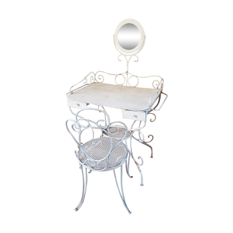 Wrought iron dressing table and chair
