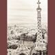 CHARCOAL DRAWING OF BARCELONA VIEW OF PARK GUELL. CITYSCAPE OF BARCELONA.