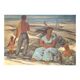 Painting "return from fishing", oil on panel, flory roland ca 1945