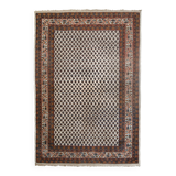 Tapis vintage fait main Seraband en laine blanche et brune (124cm x 185cm)