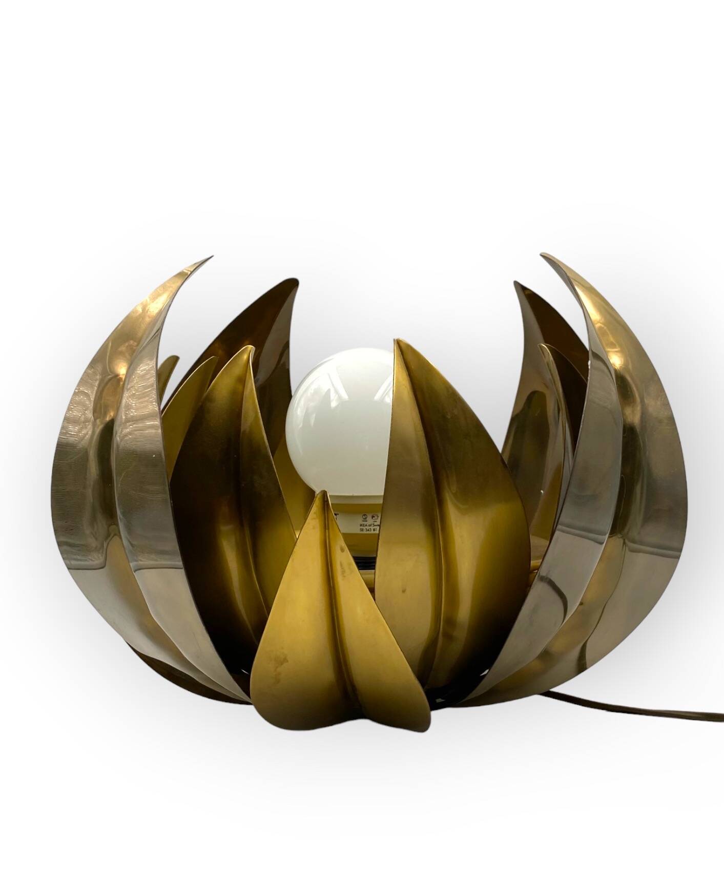 Lotus flower brass floor/table lamp, attr. Bottega Gadda, Italy, 1970