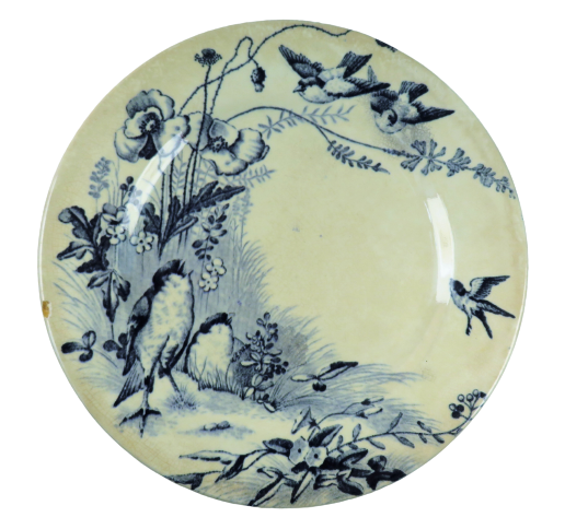 Plate decorated with Birds Signed Jules Vieillard & Cie Bordeaux