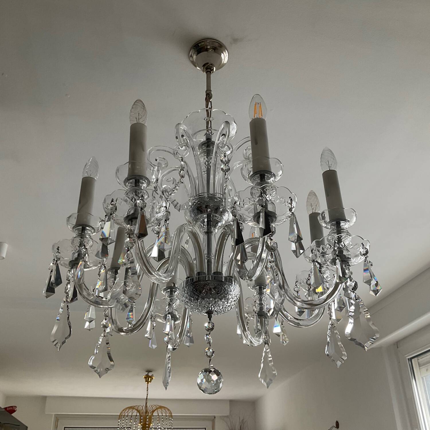 Ancien Lustre en cristal de Bohème 8 bras