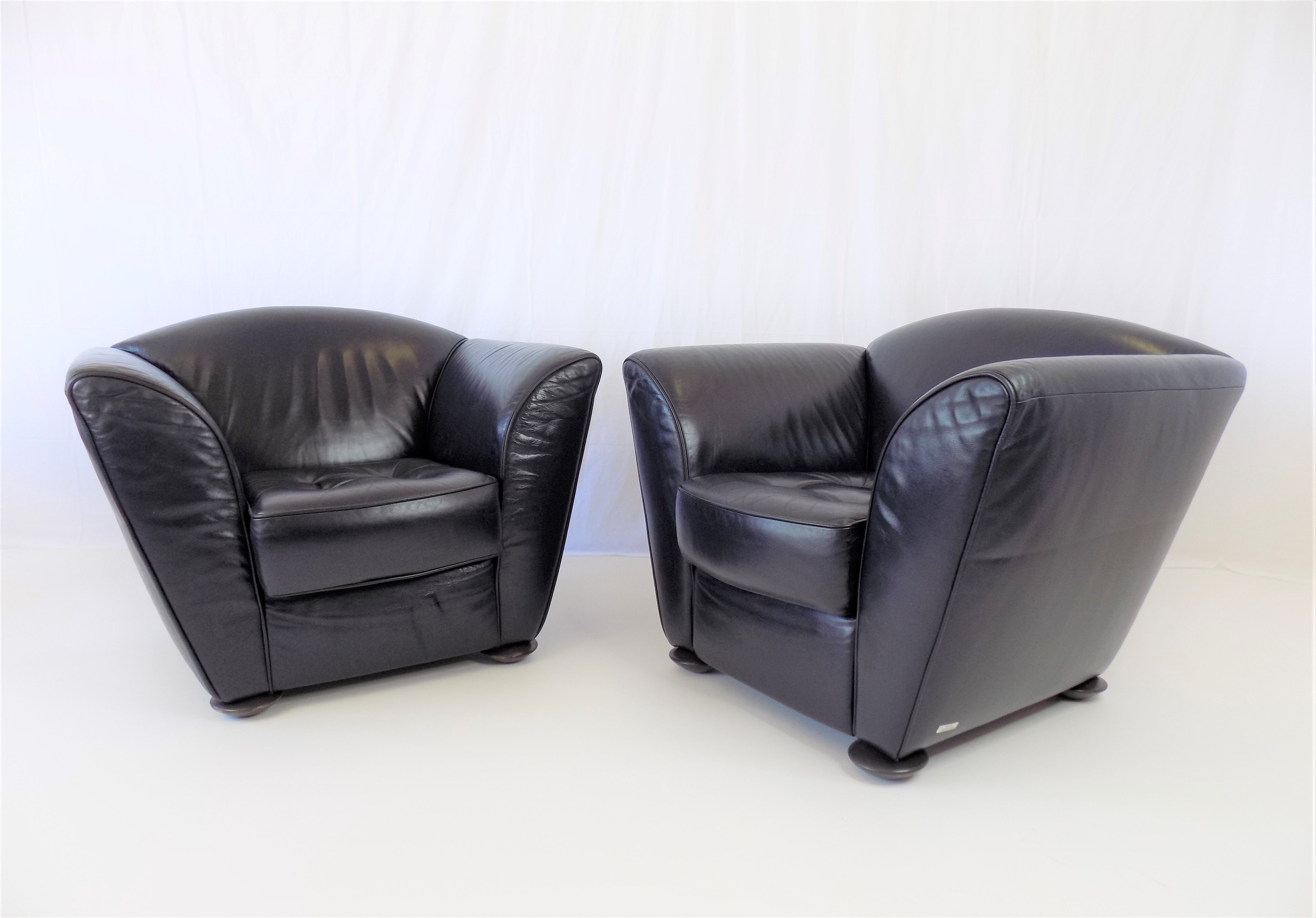 Cor zelda set of 2 leather armchairs by peter maly