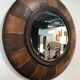 Large round leather mirror