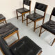 Lot of 6 Scandinavian design chairs in wood and black faux leather an70.