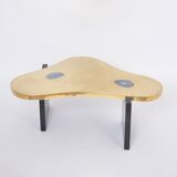 Etched Brass coffee table with Agathe Stones in the style of Lova Creation