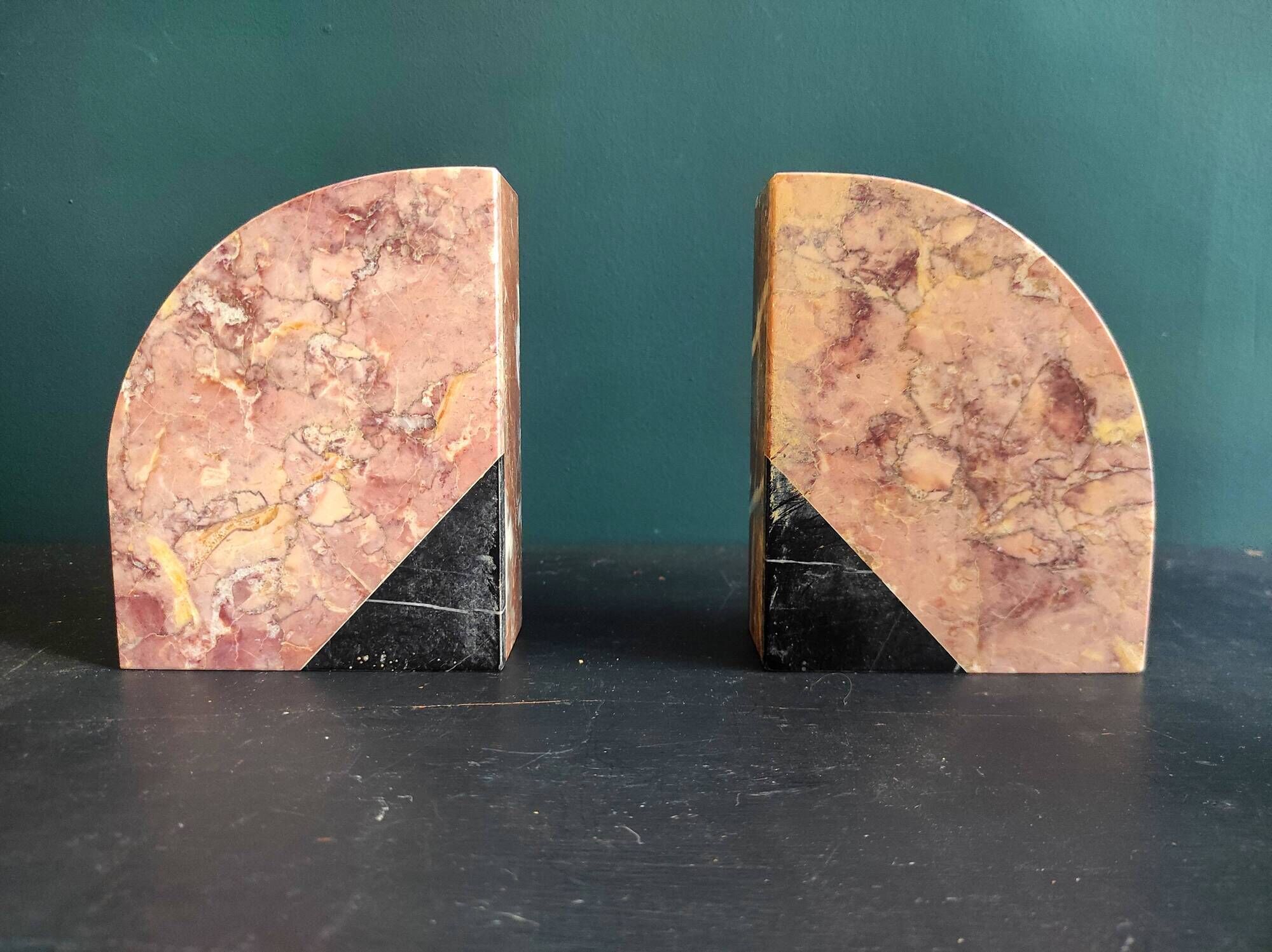 Pair of French vintage marble bookends, art Deco