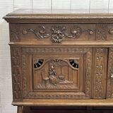 Early 20th century Breton oak serving trolley with a marble top