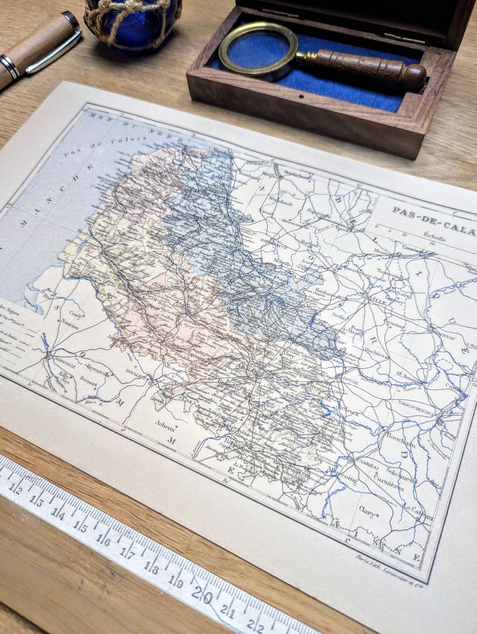 Map of Pas-de-Calais, printed in 1889.