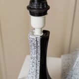 Pair of Handmade Ceramic Lamps in Black and White, 1980s Memphis-Style Italian Retro Bedside Lights