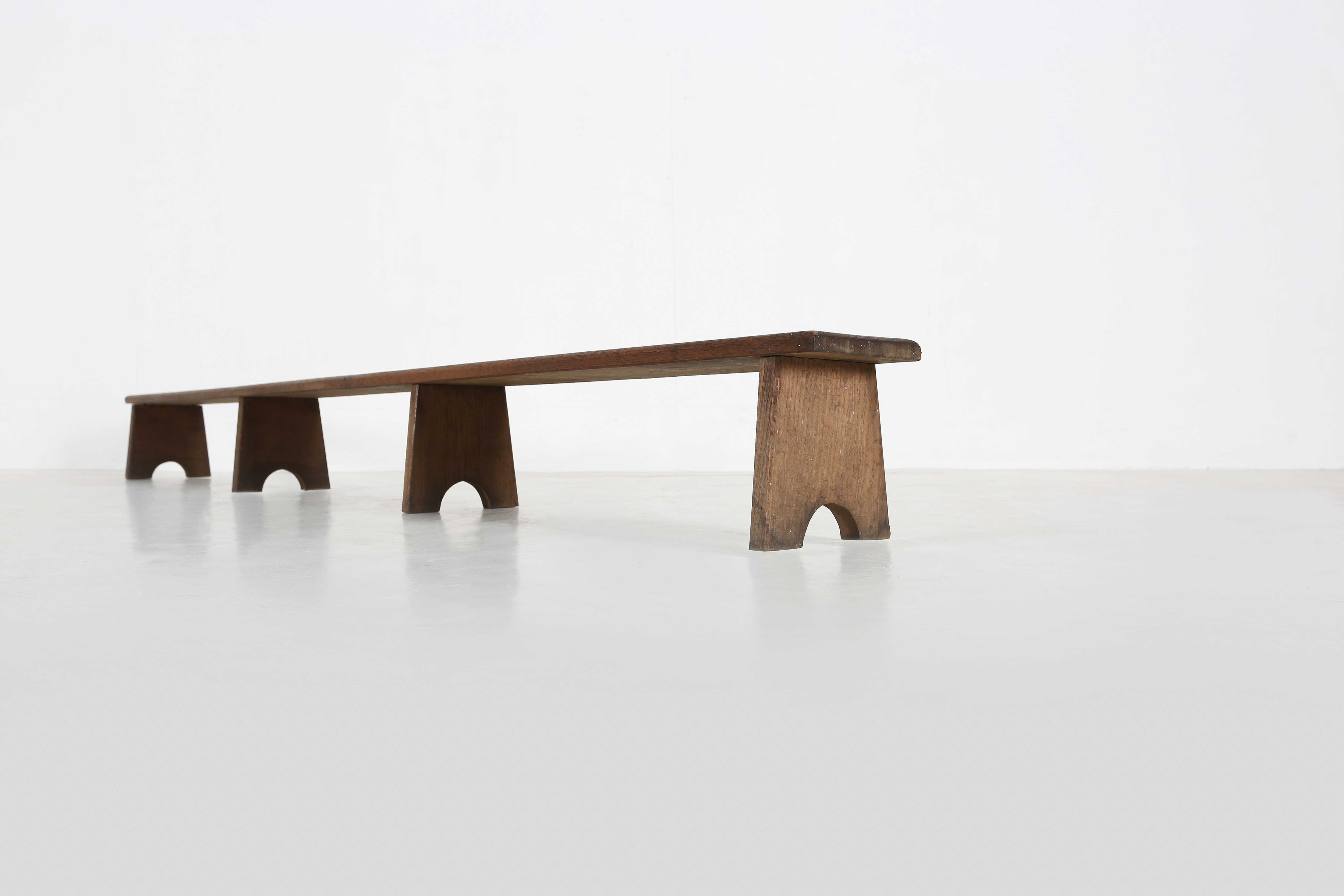 Banc en bois industriel Ca.1920