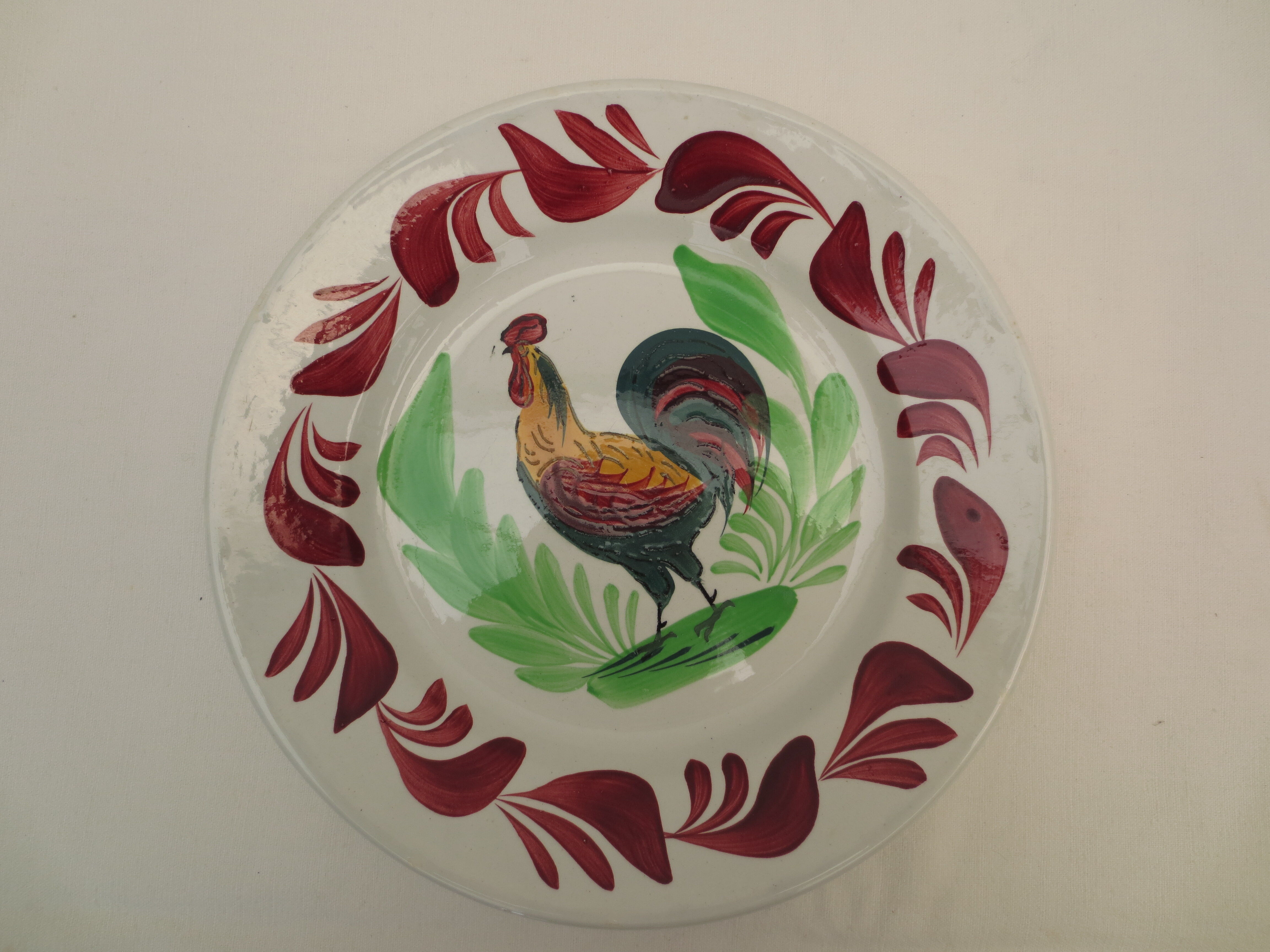 Flat plate decoration in faience of choisy the king