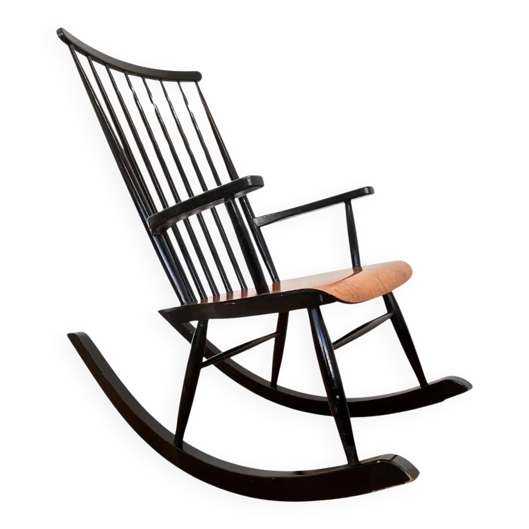 Fauteuil à bascule finlandais vintage par Varjosen Puunjalostus pour Uusikylä, 1960