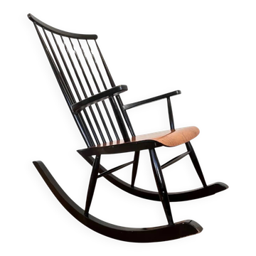 Fauteuil à bascule finlandais vintage par Varjosen Puunjalostus pour Uusikylä, 1960