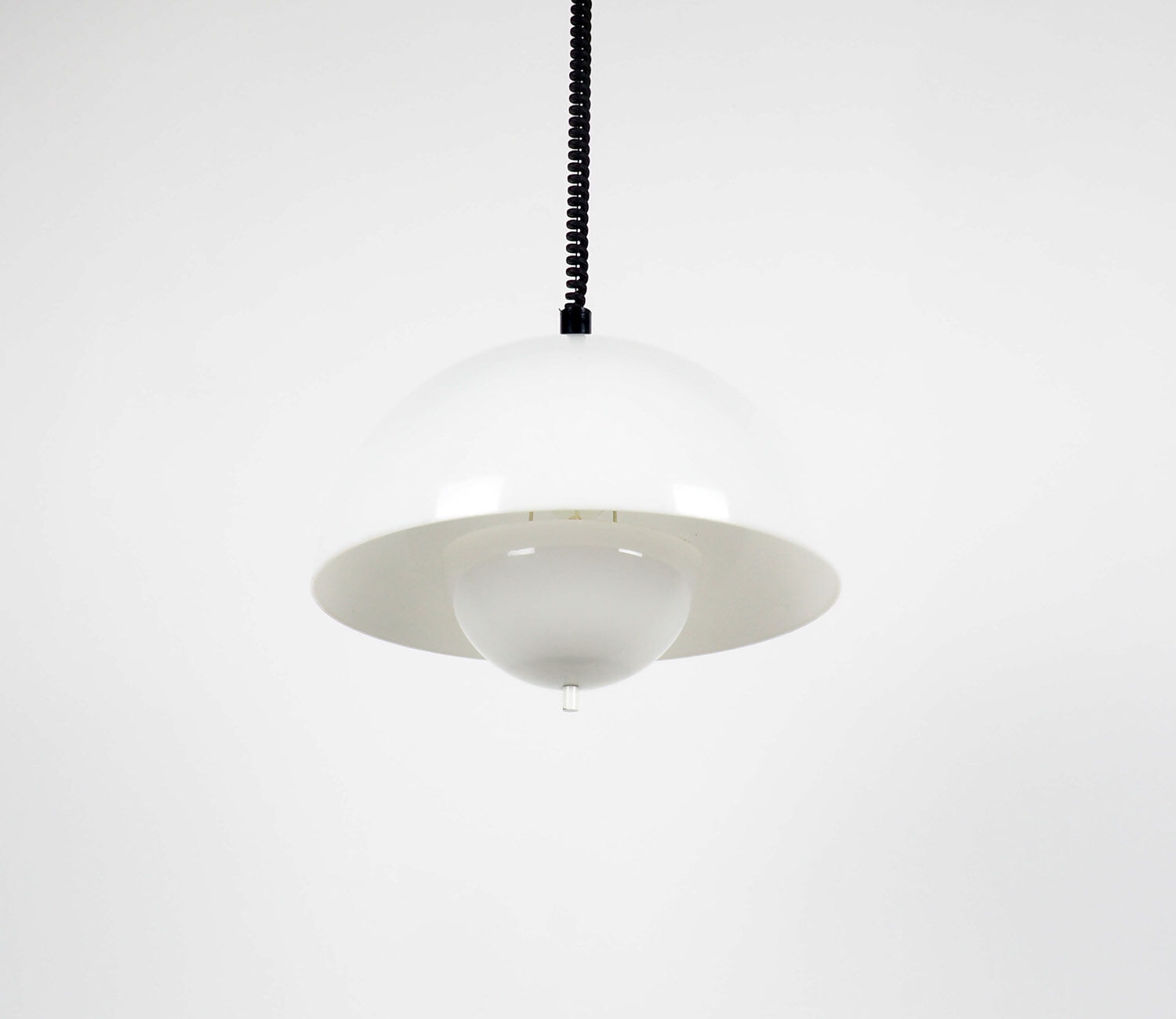 Space Age vintage white bol hanging lamp, 1970's