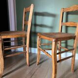 Pair of vintage chairs from the late 20th century with caning.
