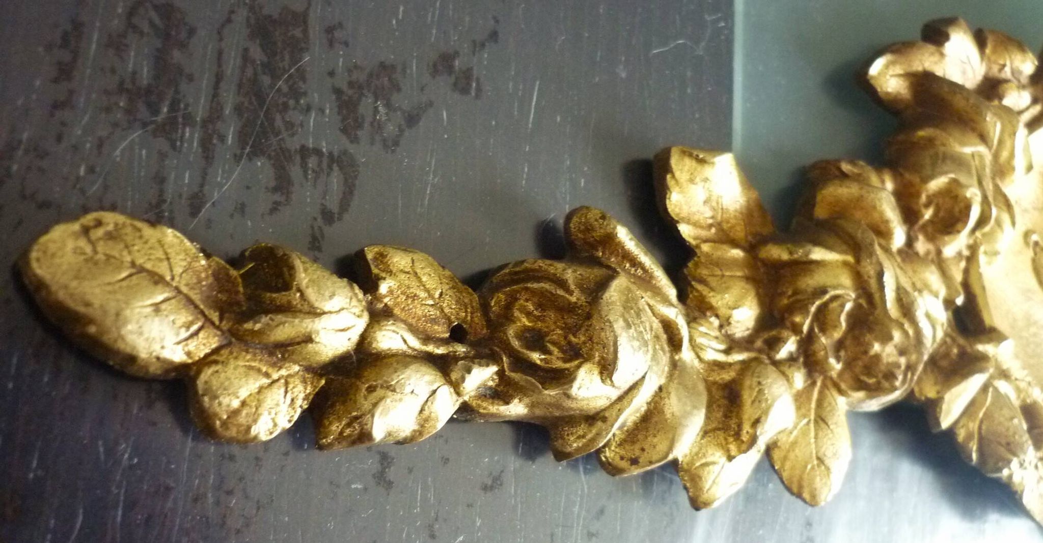 Pediment, gilded bronze, ornament for mirror, piece of furniture, signed Jacquet Grelier