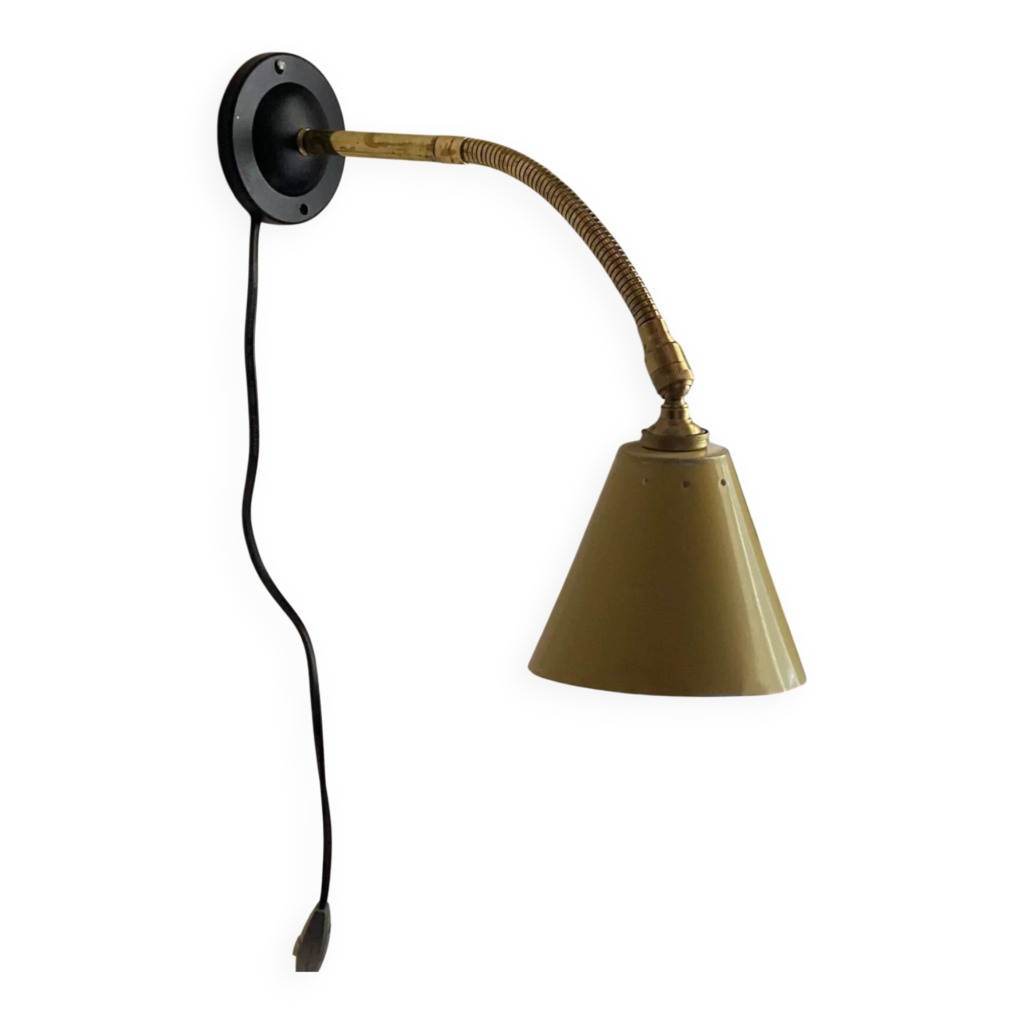 Vintage adjustable wall light – yellow metal and brass – 1960s