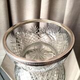Crystal salad bowl or fruit cup size and circumference metal silver