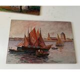 Pair of seascape paintings on panel, Brittany