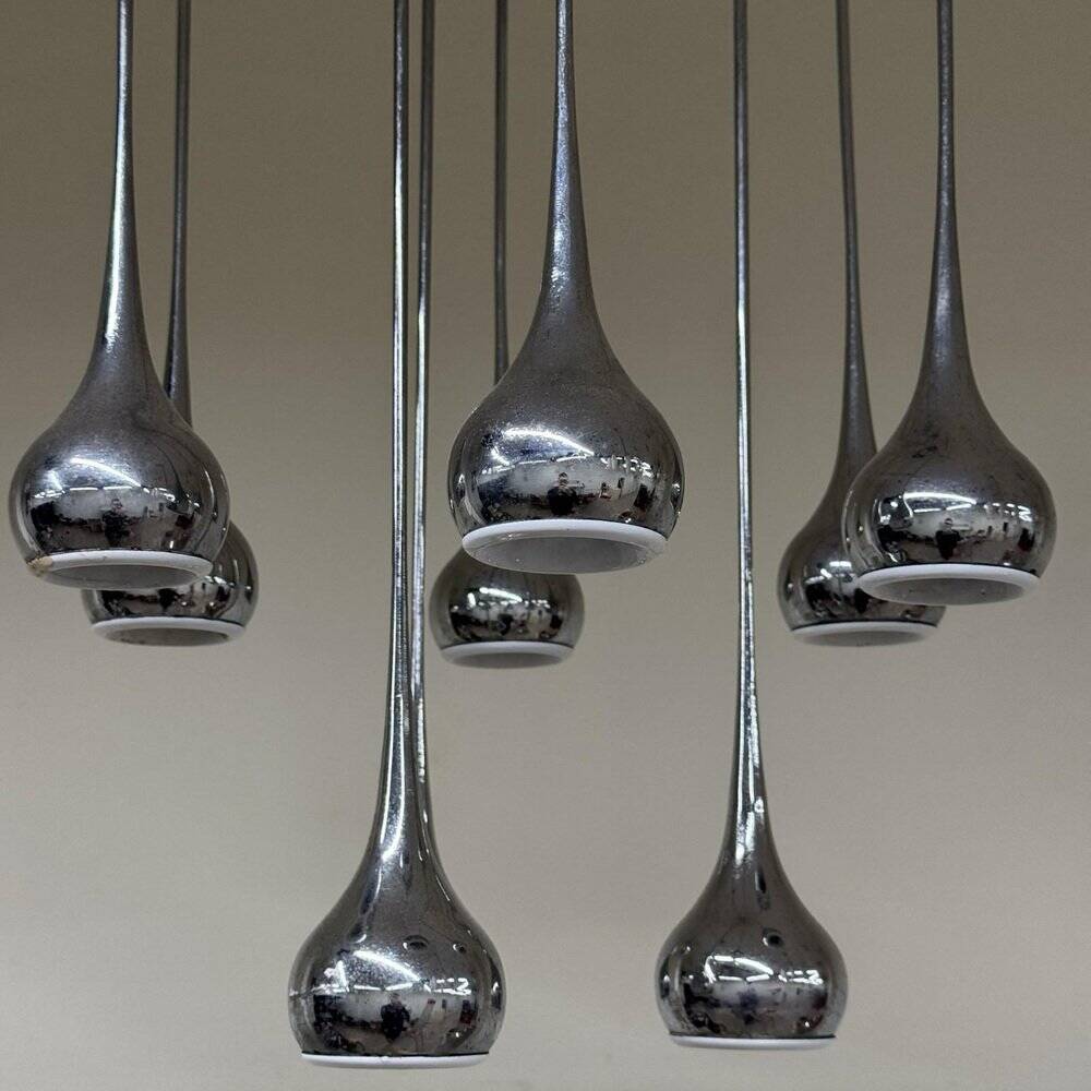 Modernist 9-Light Chandelier attributed to Angelo Brotto for Esperia, 1970s