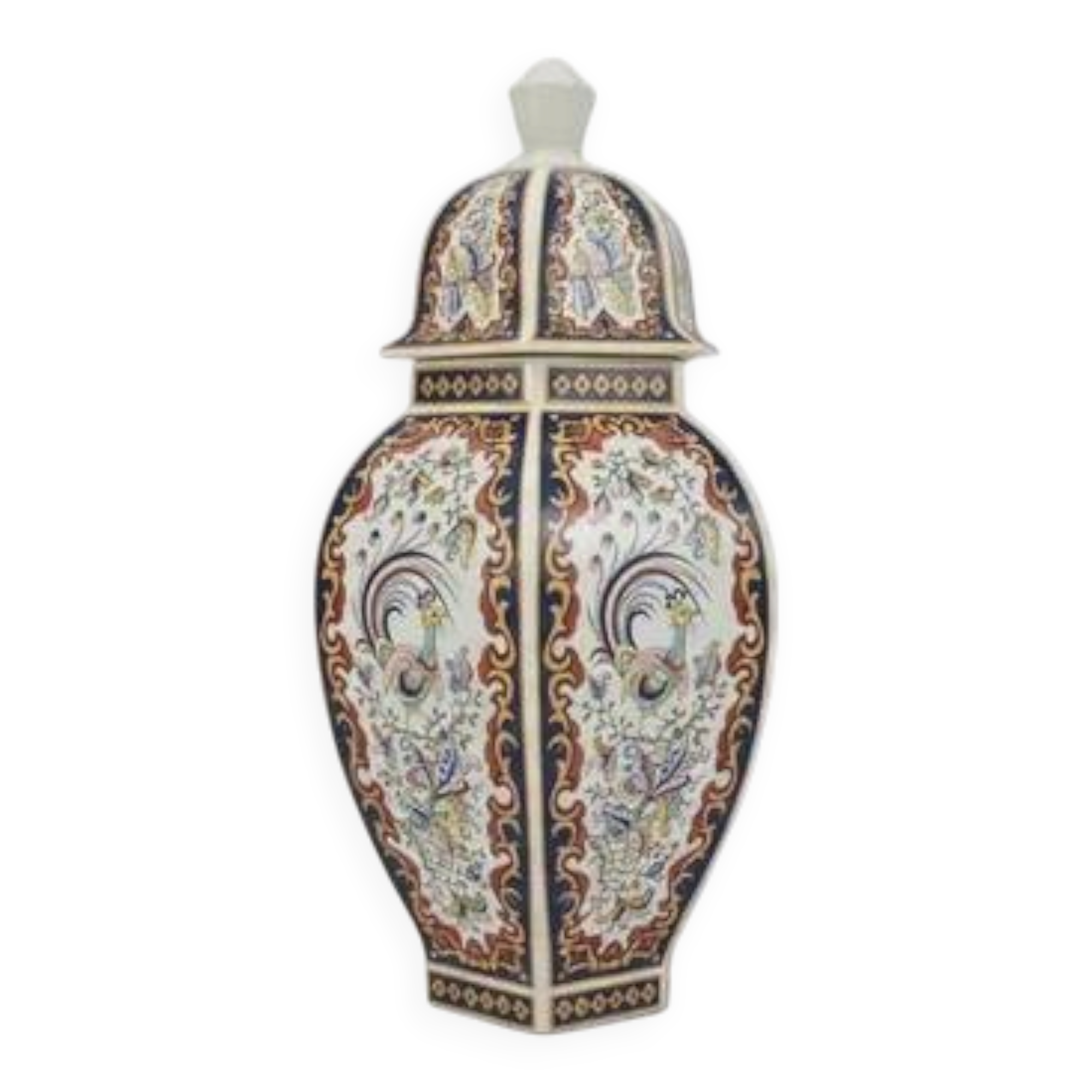 Antique Chinese vase or B&G Italy potiche in multicoloured porcelain