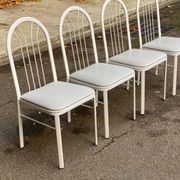 4 chairs in white steel and grey leather