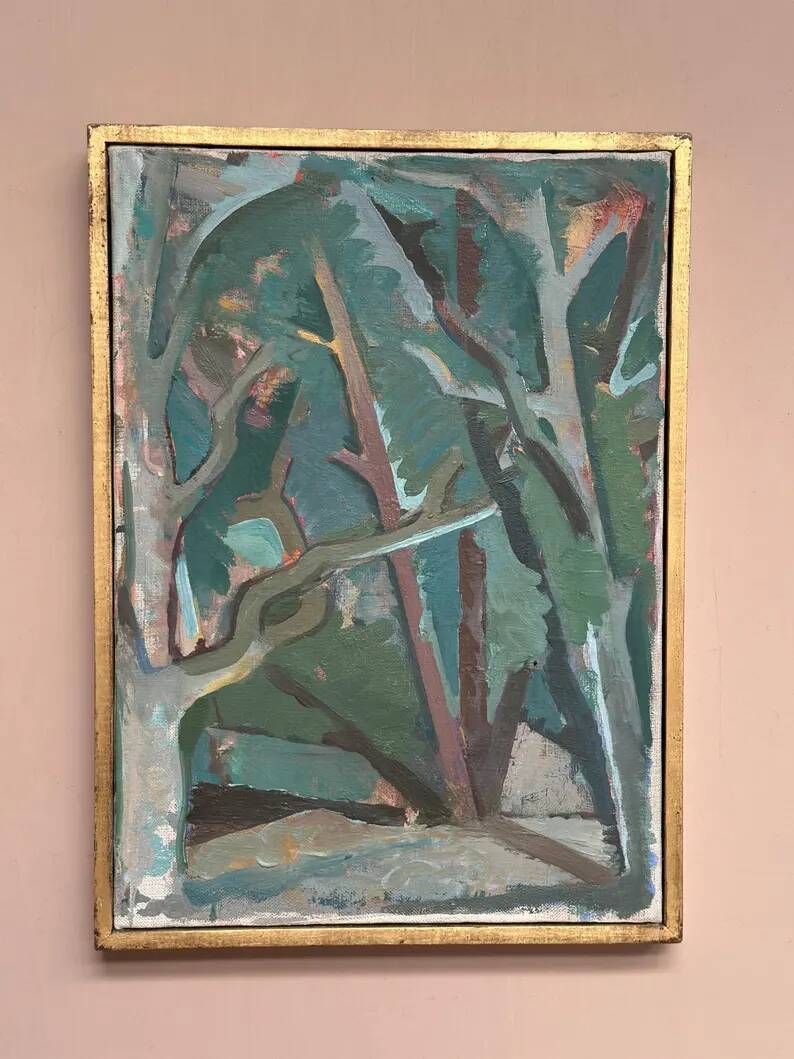 Original Swedish Oil on Canvas – “Forest” by Thure Lindskoog – Signed – Vintage & Framed – 44 × 32 cm (17.3" × 12.6")
